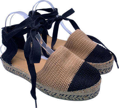 Free People Black/Tan Island Time Wrap Platform Espadrilles EU 41 UK 8