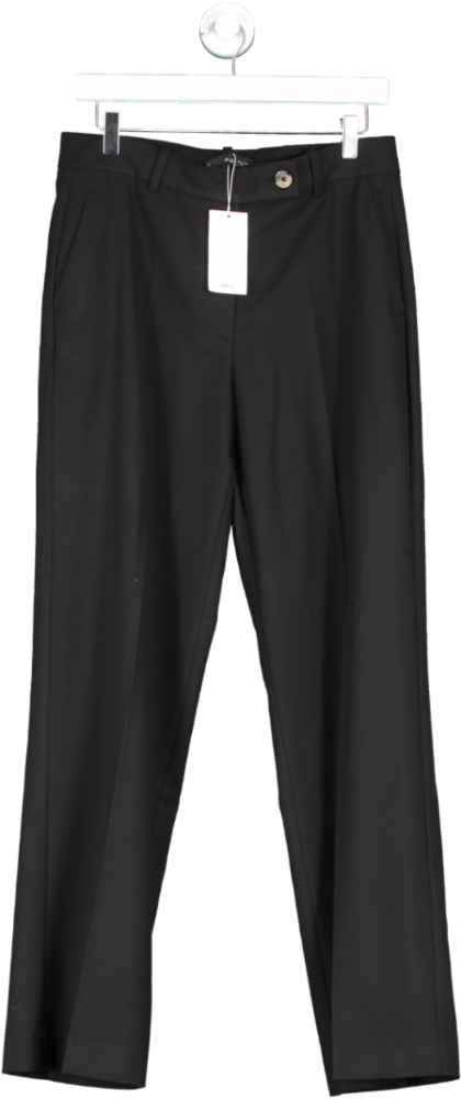 MANGO Black Straight Trousers With Side Button BNWT UK 12