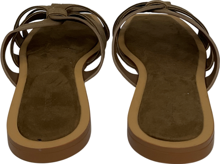 Stradivarius Brown Flat Split Leather Sandal UK 7 EU 40 👠