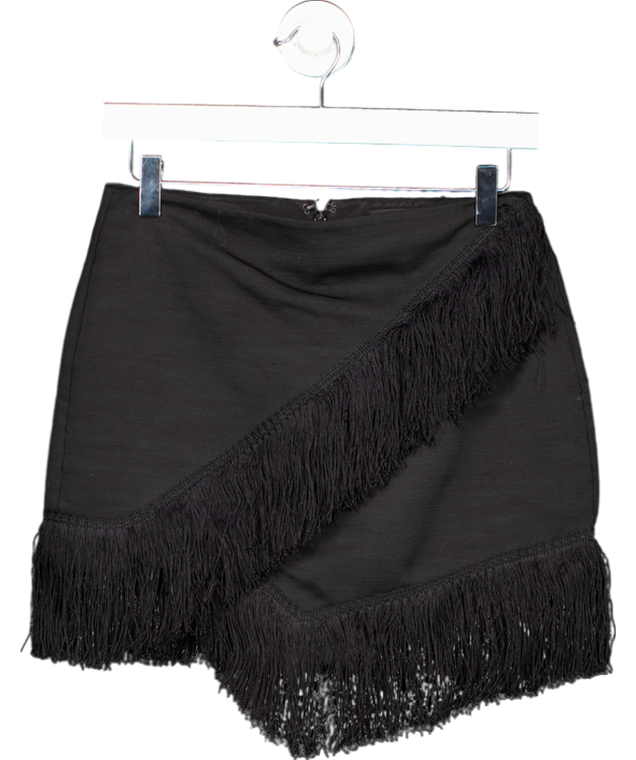 Topshop Black Fringe Detail Mini Skirt UK 8