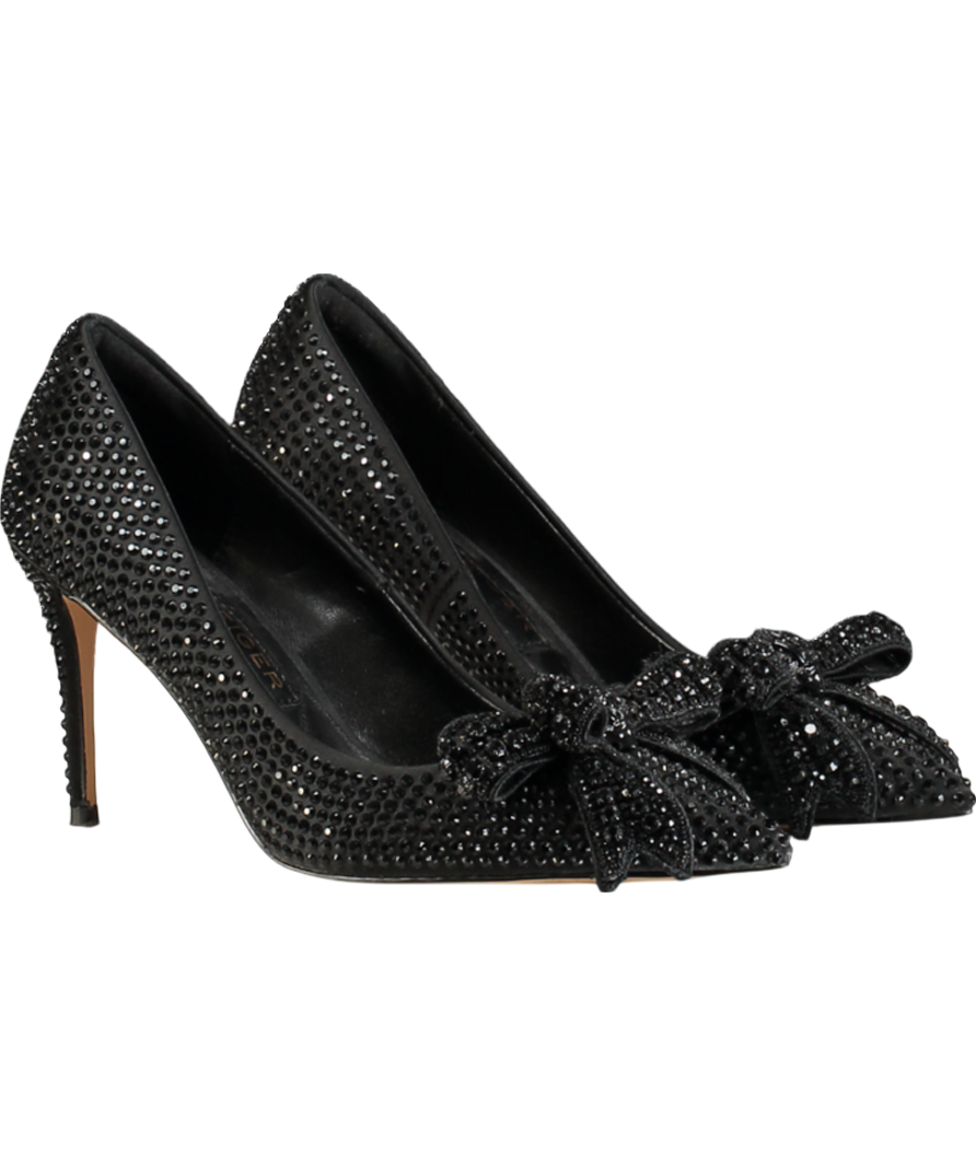 Kurt Geiger Black Belgravia Crystal Bow Heels UK 4 EU 37 👠