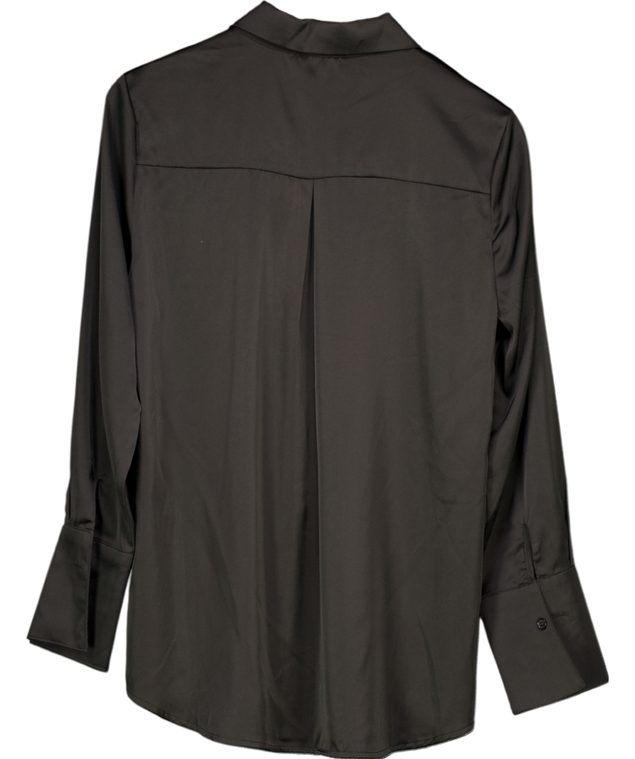 LAW & CO Choklate Camille Satin Shirt Black UK L