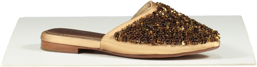 zyne Metallic Bronze Leather Beaded Mules UK 6 EU 39 👠
