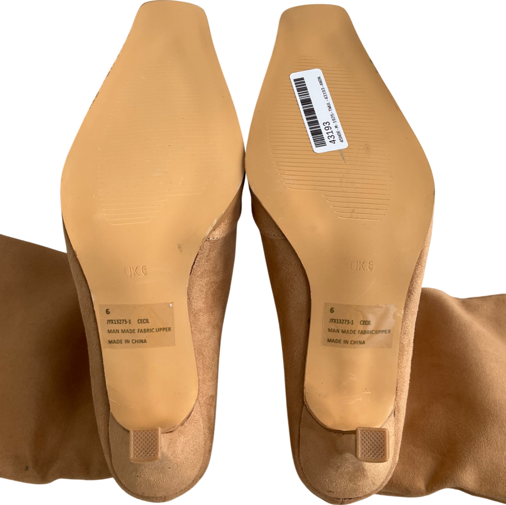 Ego Beige Cecil Square Toe Faux Suede Boots UK 6 EU 39 👠