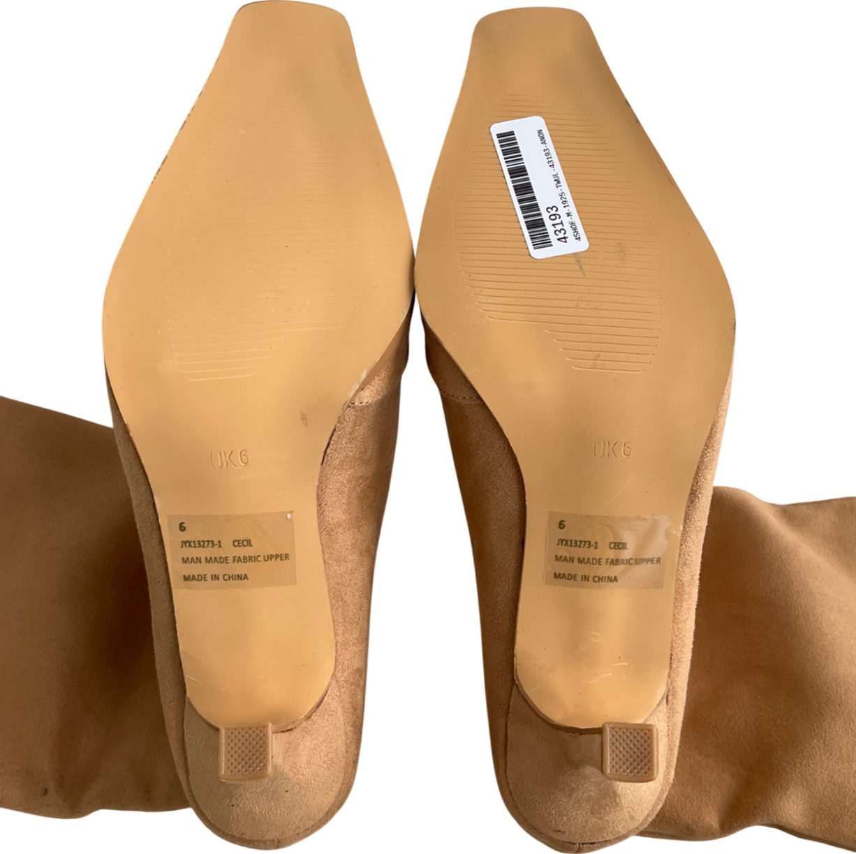 Ego Beige Cecil Square Toe Faux Suede Boots UK 6 EU 39 👠