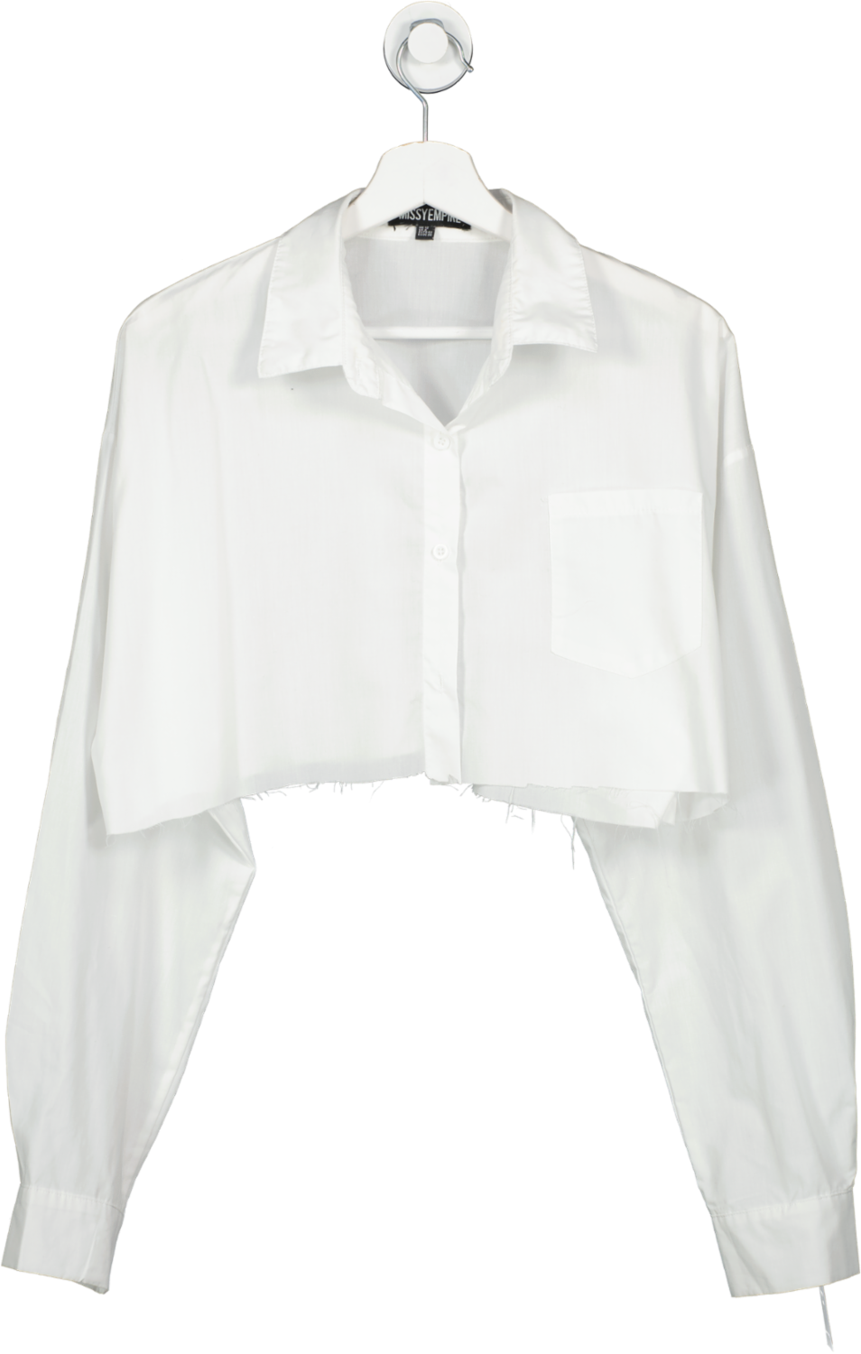 Missy Empire White Cropped Raw Hem Shirt UK 12