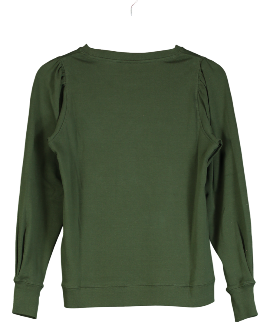 Hush Green Emily Puff Sleeve Jersey Top UK XS