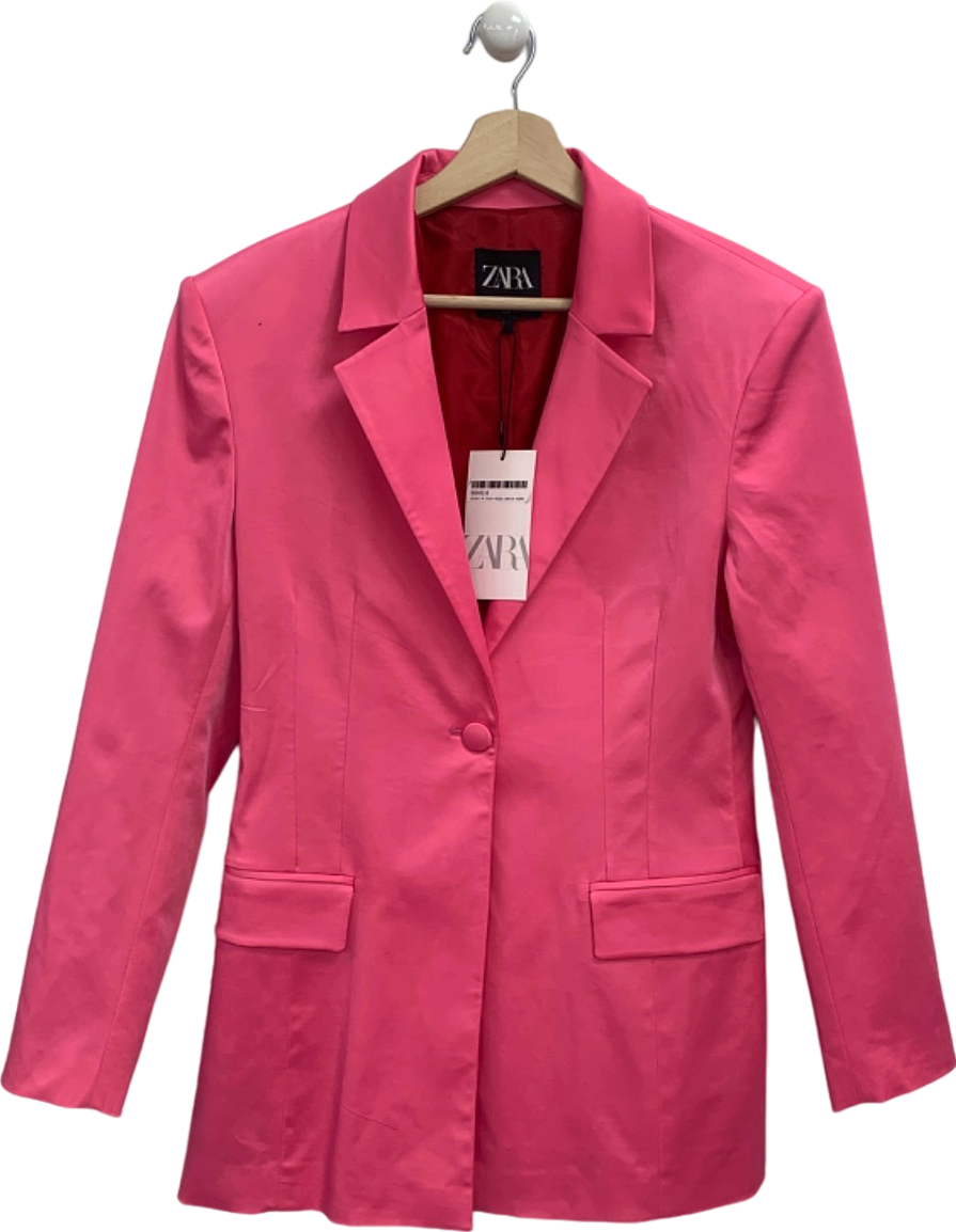Zara Pink Single-Breasted Blazer UK M