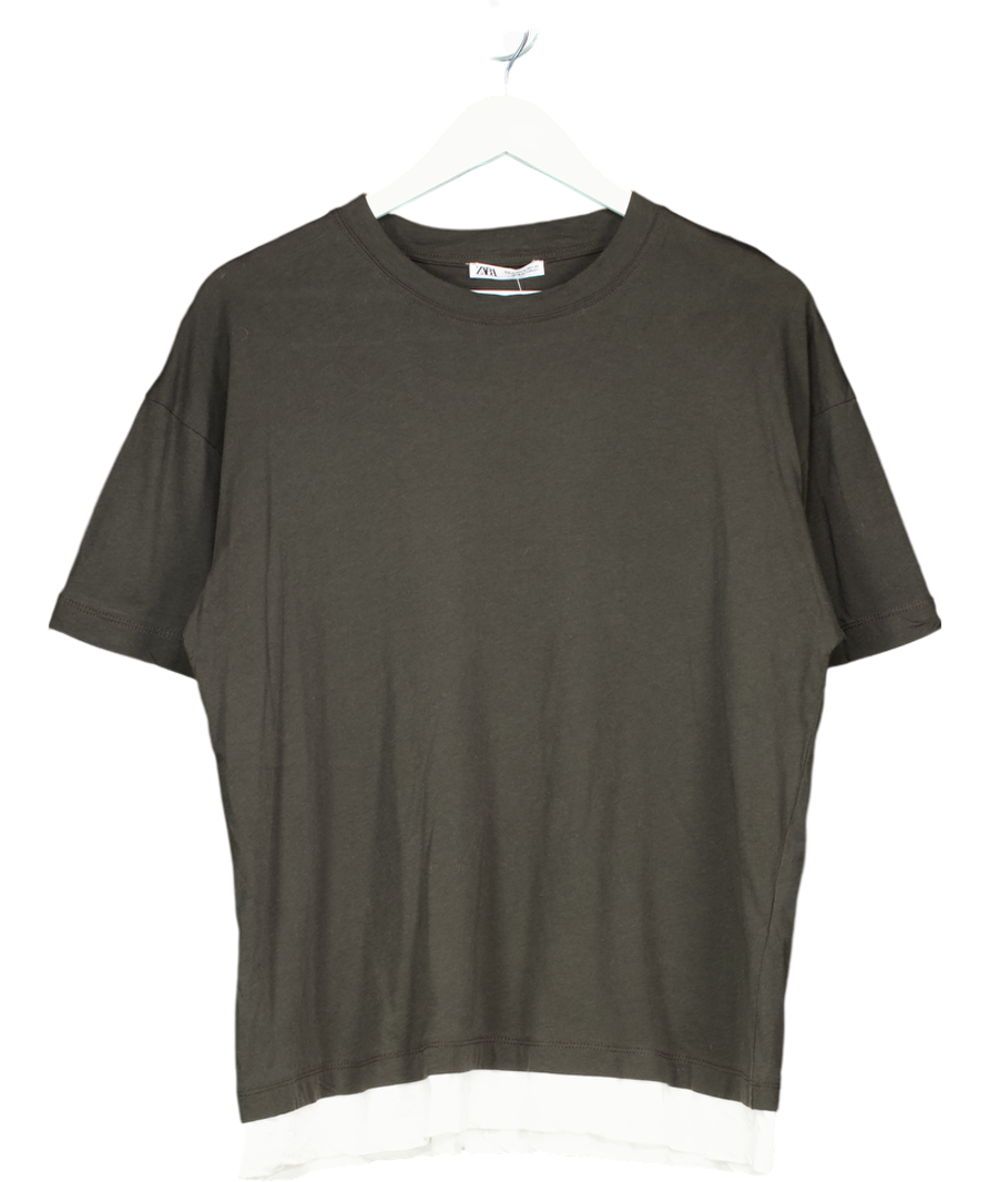 ZARA Khaki Green T-shirt UK M