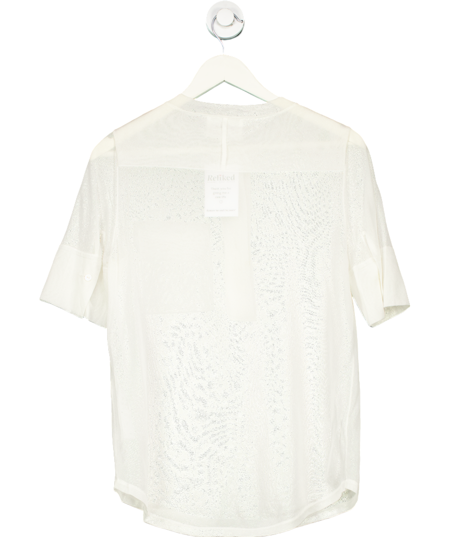 Beige Brand Cream Sheer Button Up Blouse UK 6