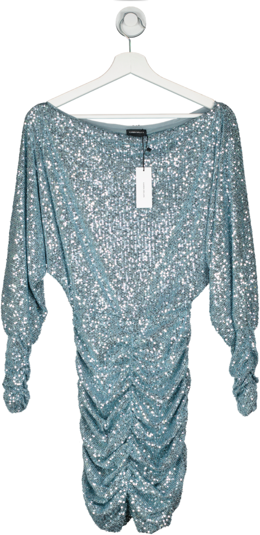 Karen Millen Blue Stretch Jersey Sequin Mini Dress UK XS