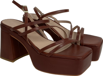 svegan Brown Tan Block Heel Sandal UK 6 EU 39 👠