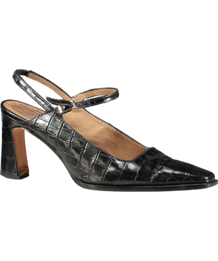 Flattered Alya Leather Black Sling back Heels  UK 6 EU 39 👠