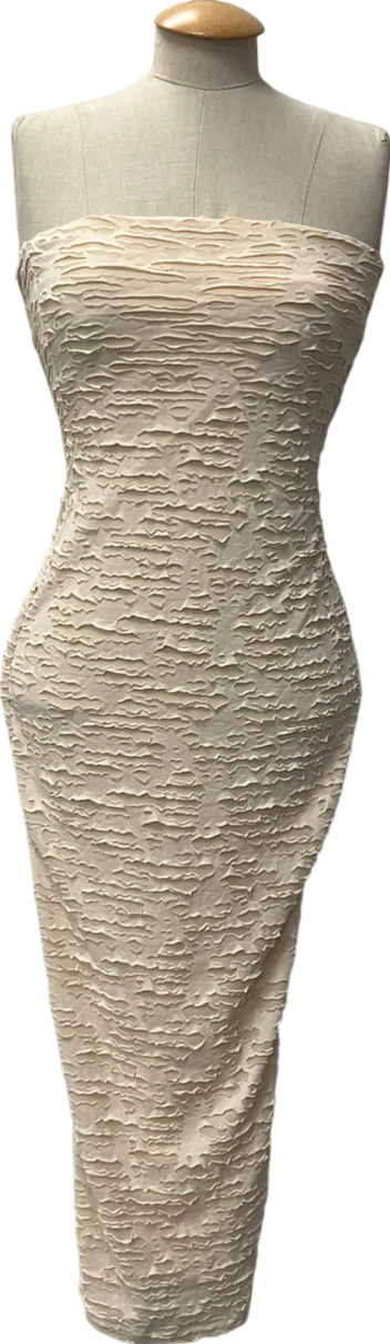 Mars the Label Cream The Shape Textured Midaxi Dress UK 6