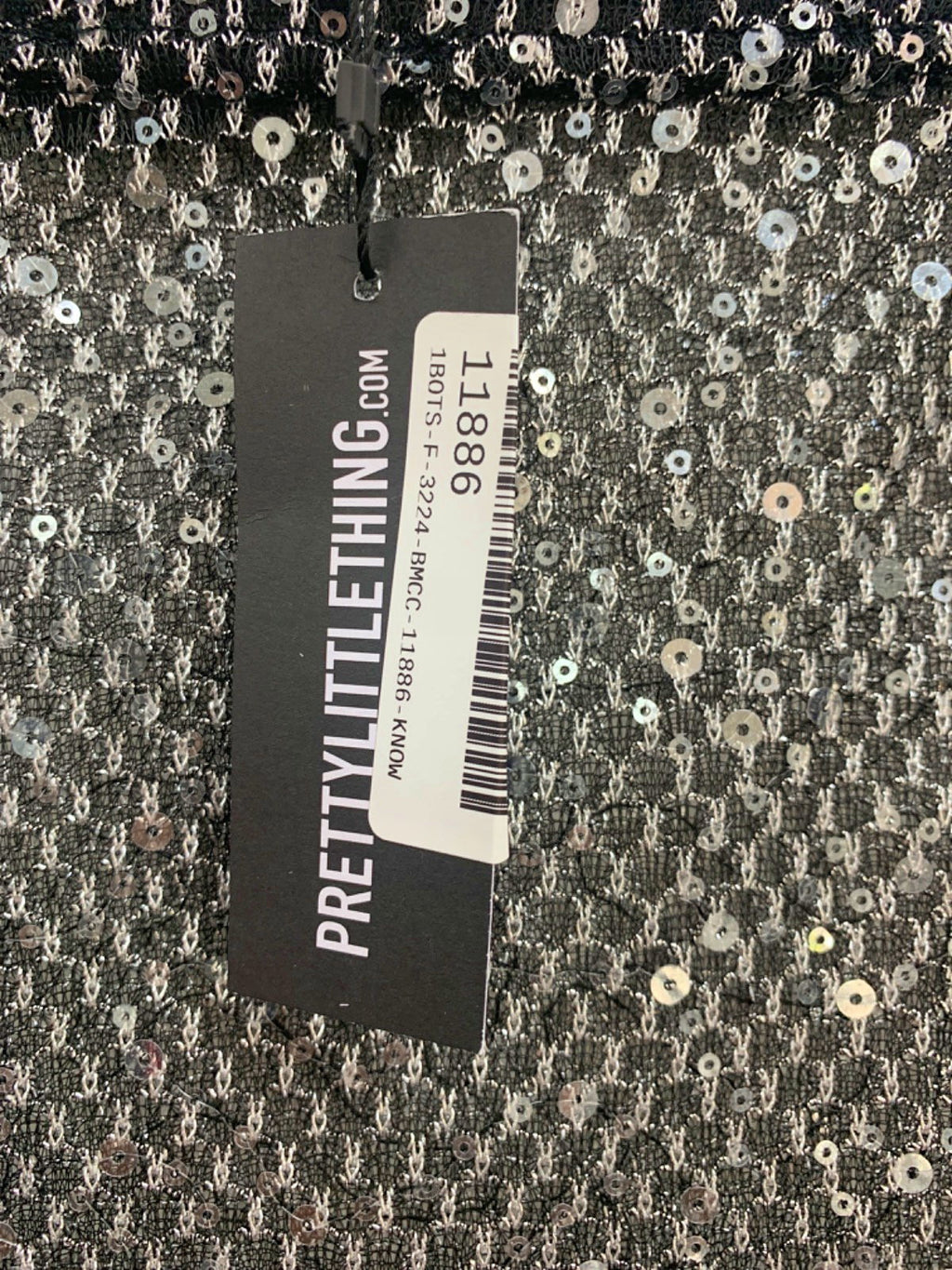 PrettyLittleThing Black Sequin Sheer Mini Skirt UK 10