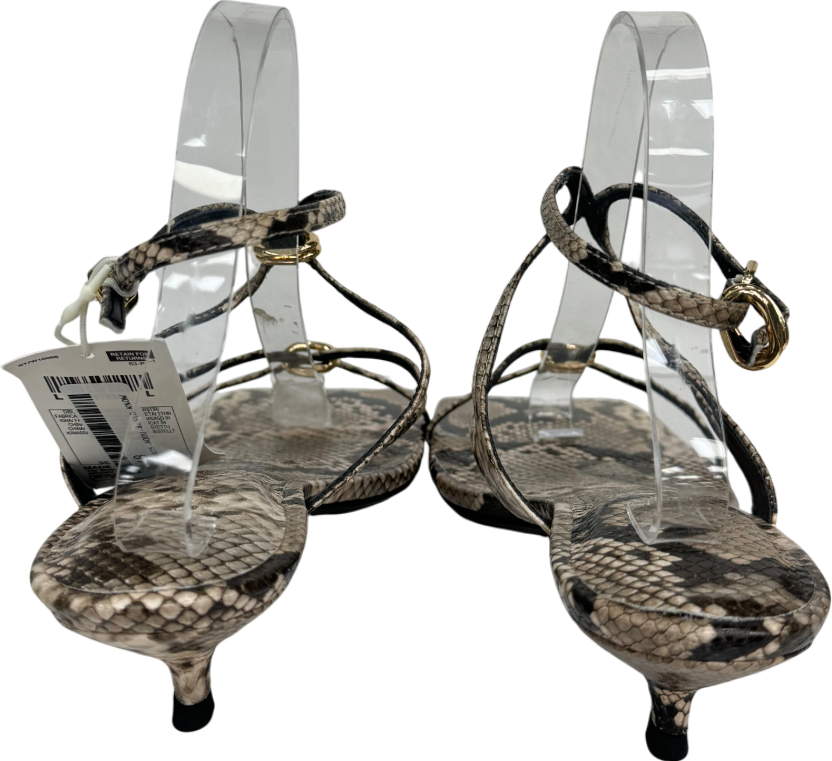 M&S Beige Snake Print Kitten Heel Slingback Shoes UK 8 EU 41 👠