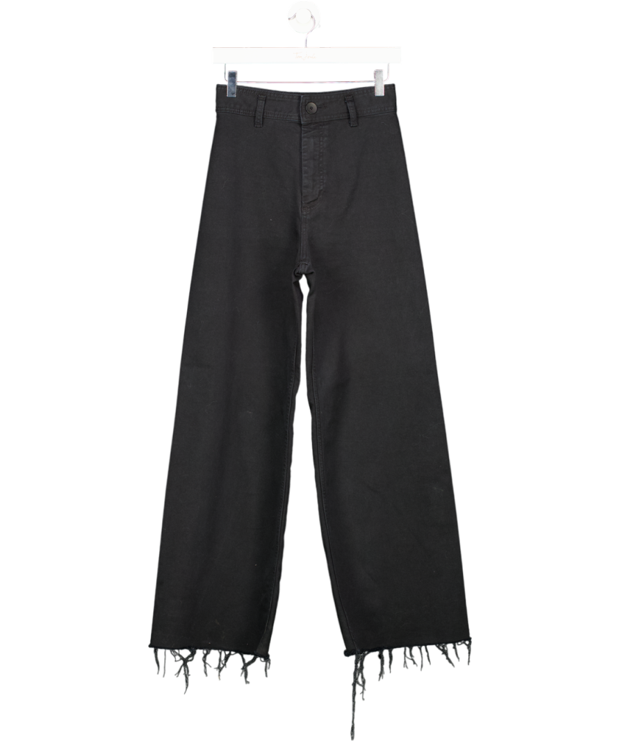 ZARA Black Denim Wide Leg Jeans UK 8