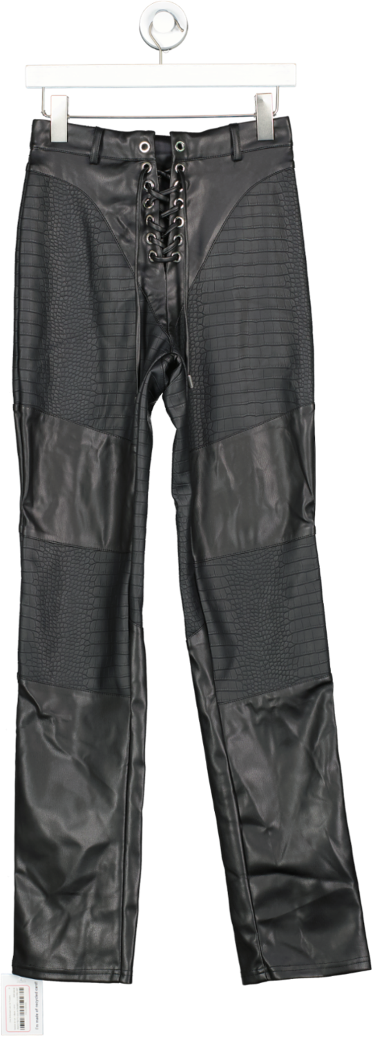 maniere de voir Black Croc Embossed Lace Up Trousers UK 8