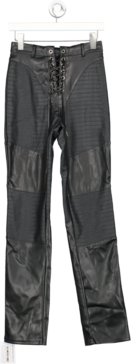 maniere de voir Black Croc Embossed Lace Up Trousers UK 8