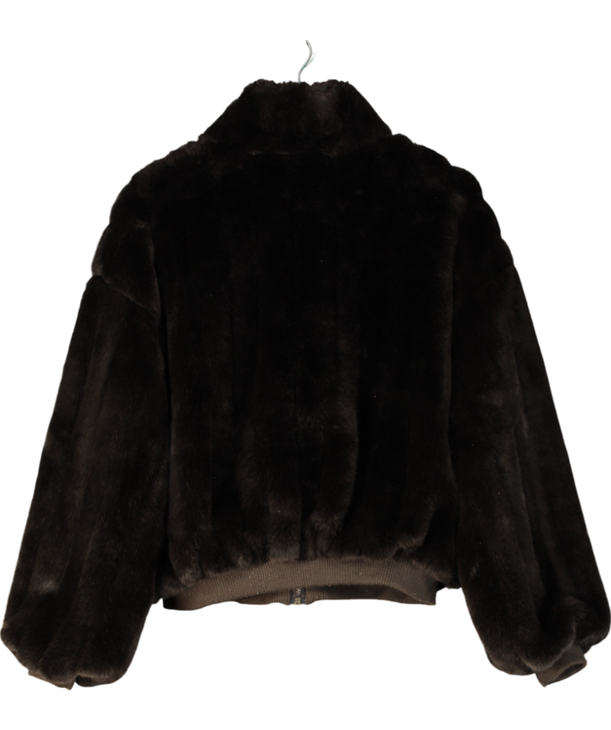 FRANKIE SHOP Brown Hope Faux Fur Jacket UK XS/S