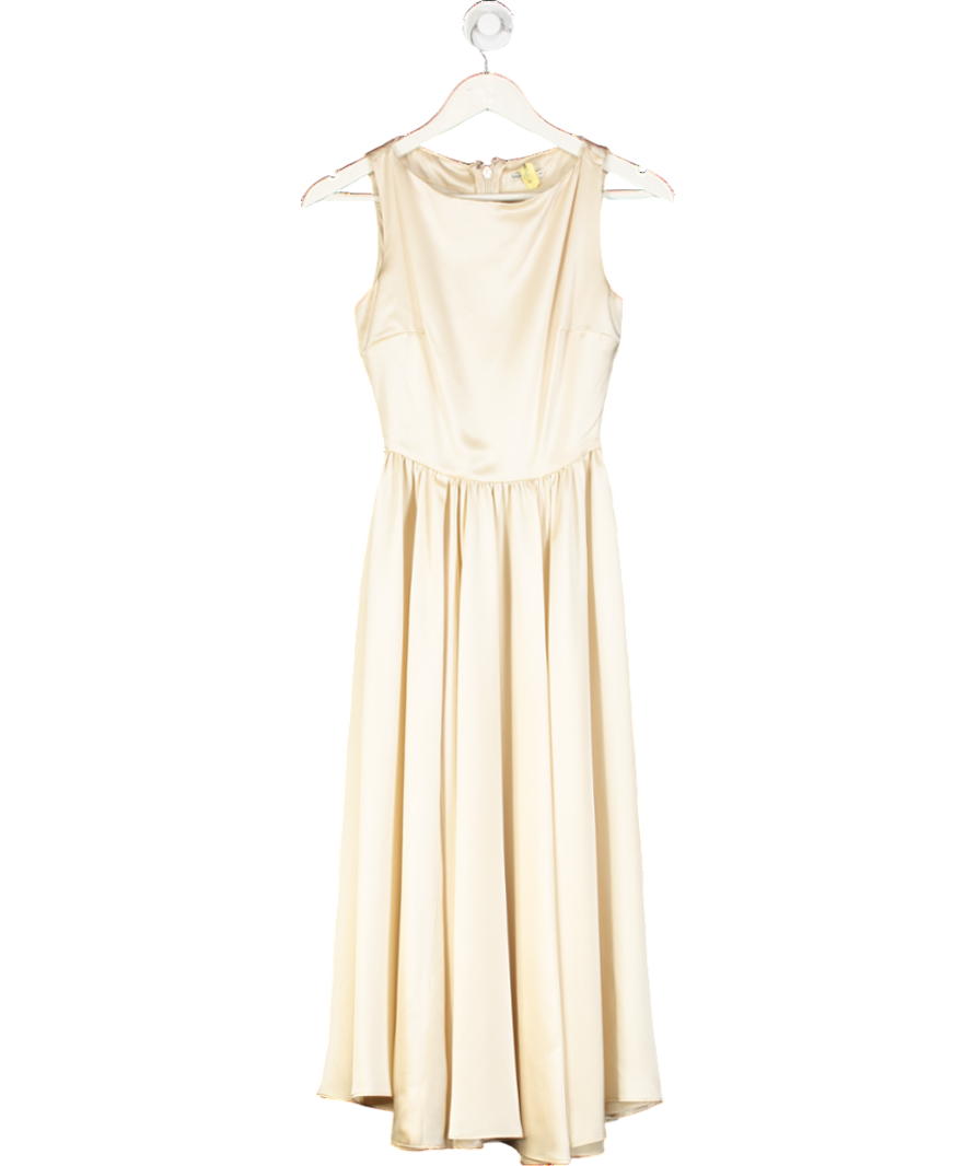 House of CB Beige Champagne Satin Midaxi Dress UK XS