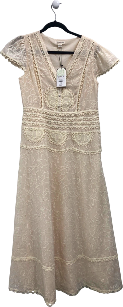 Monsoon Cream Lace Midi Dress UK 12