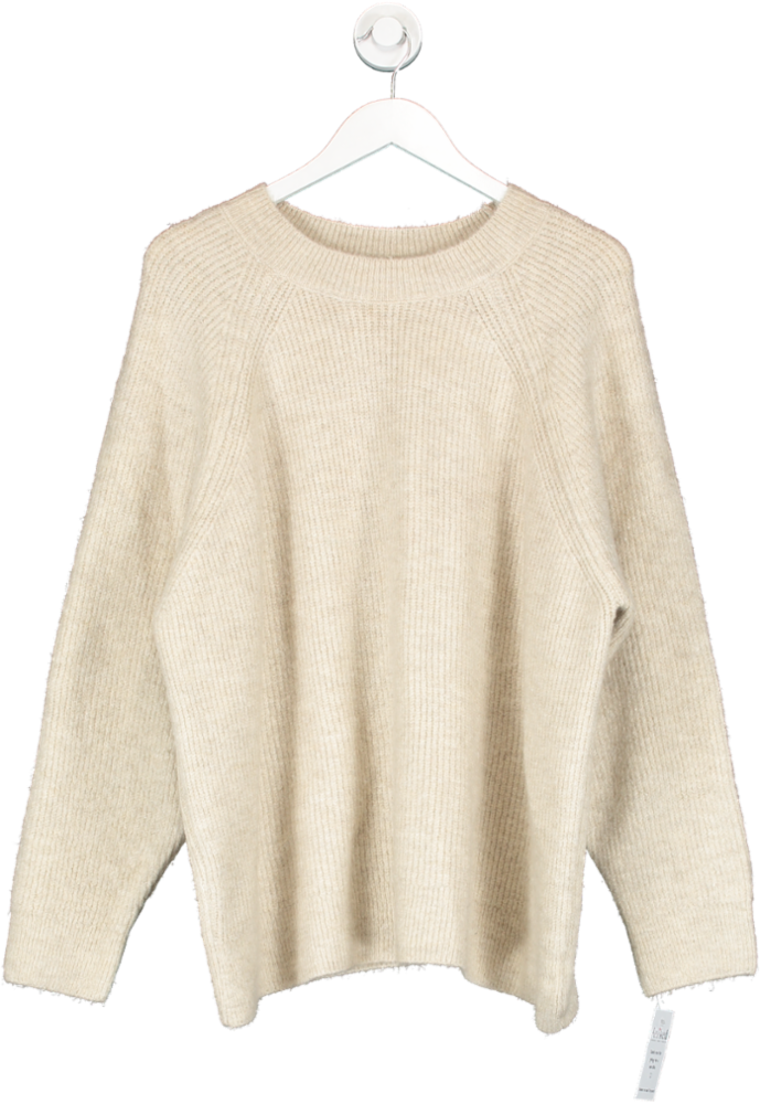 ZARA Beige Plain Textured Knit Sweater UK L