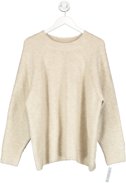 ZARA Beige Plain Textured Knit Sweater UK L
