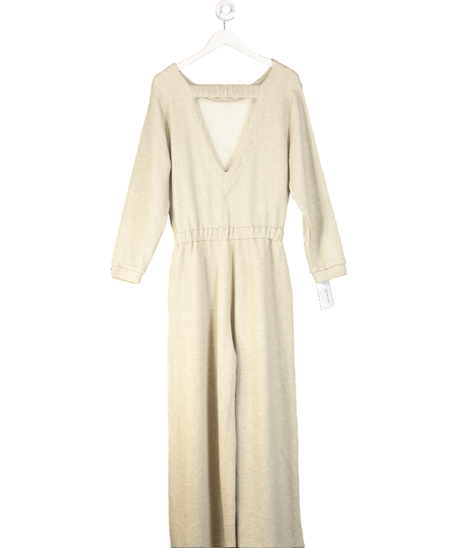 Free People Beige Open Back Cuffed Hem One Piece UK XS