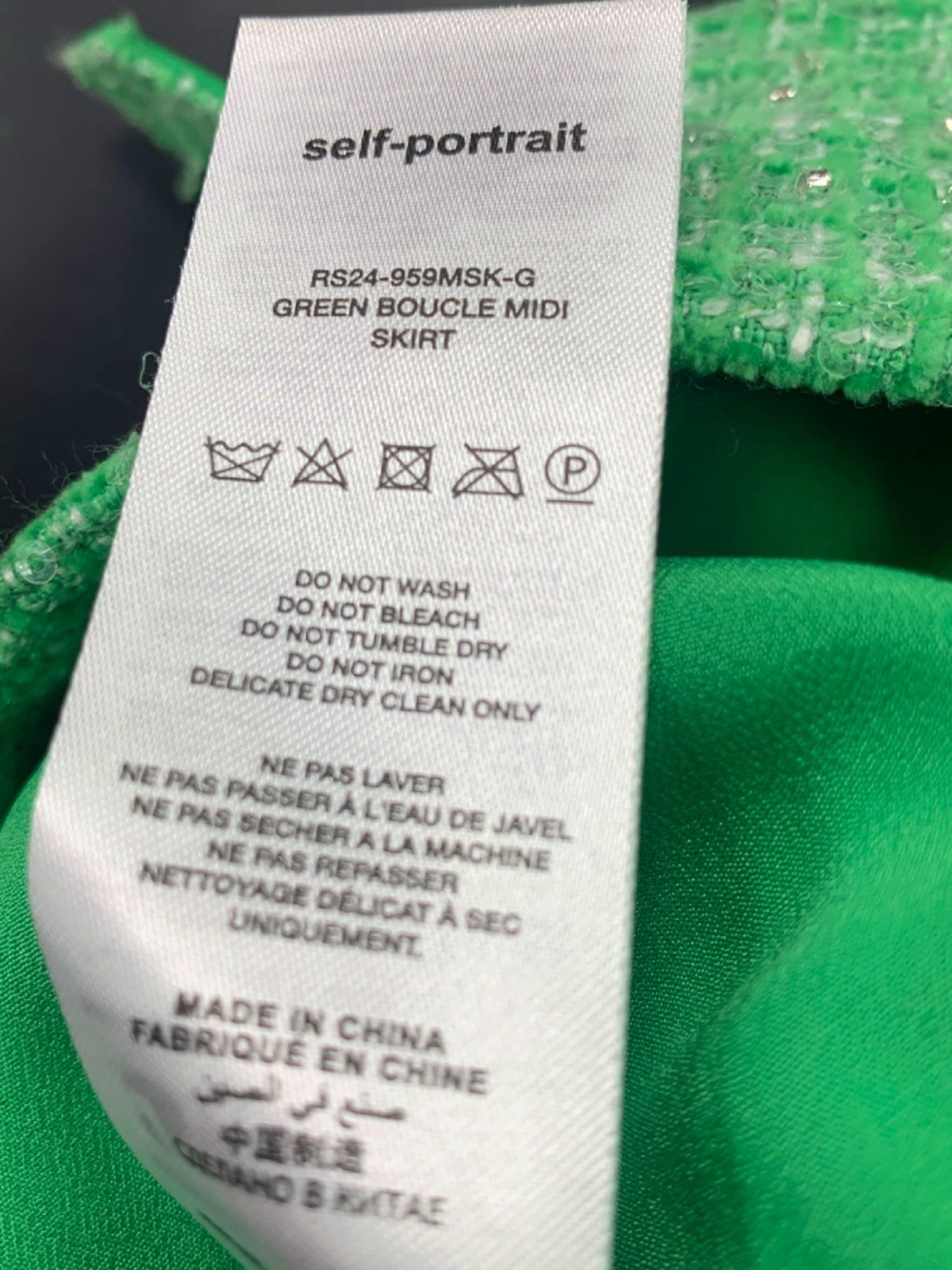 Self Portrait Green Boucle Embellished Midi Skirt UK 8