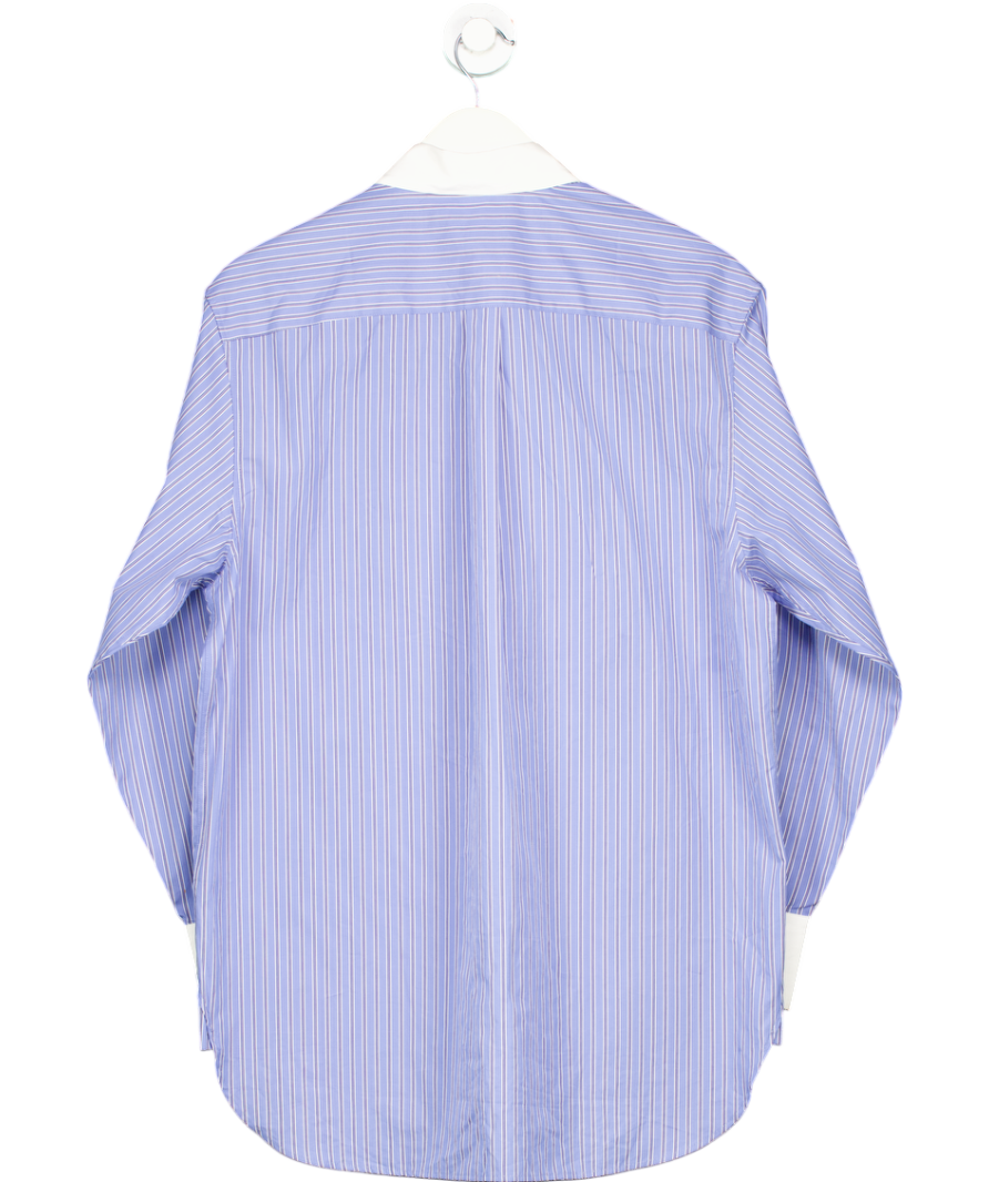 Lacoste Blue Contrast Collar Stripe Shirt UK 8