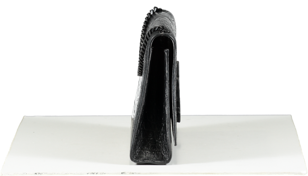 Saint Laurent Black Crocodile-embossed Leather Logo Crossbody / Shoulder Bag