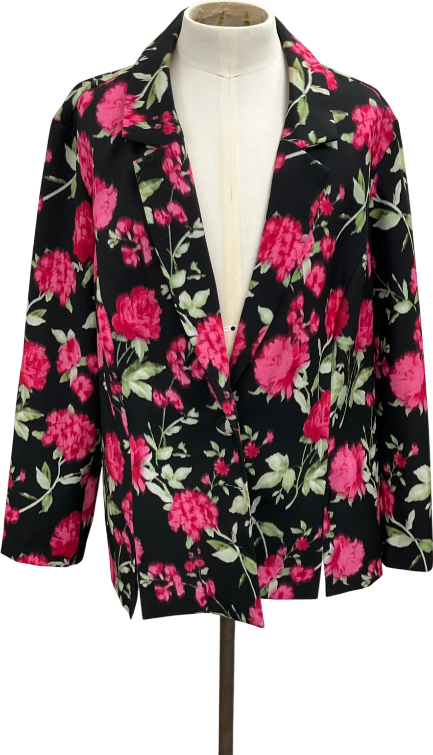 ASOS Black Flower Print Blazer UK 24