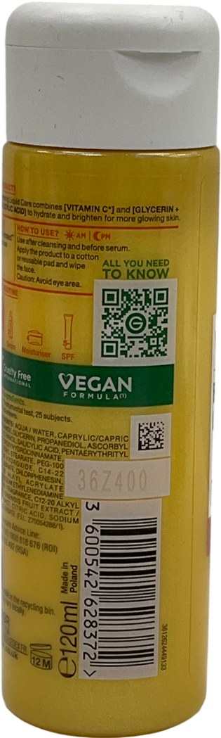 Garnier Vitamin C Brightening Liquid Care, 10% Glycerin, Niacinamide, Vitamin C & Salicylic Acid 120ml