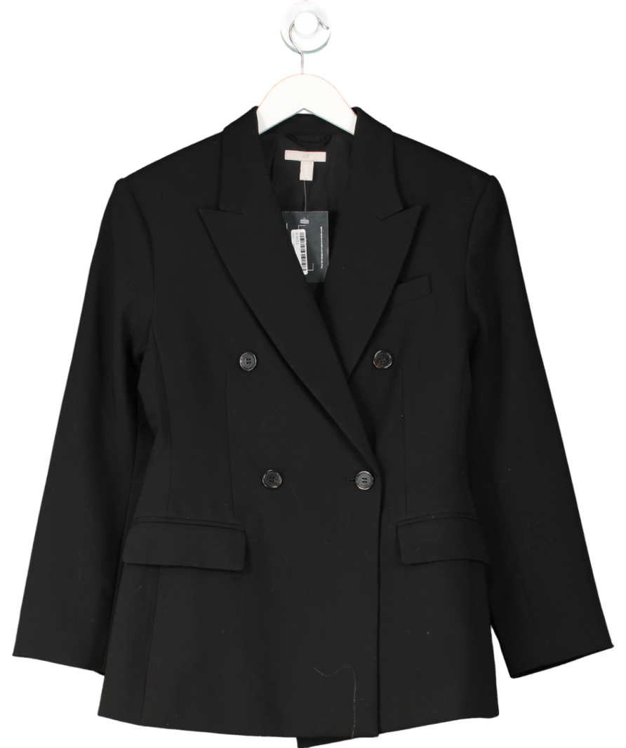 H&M Black Double Breasted Blazer UK 8