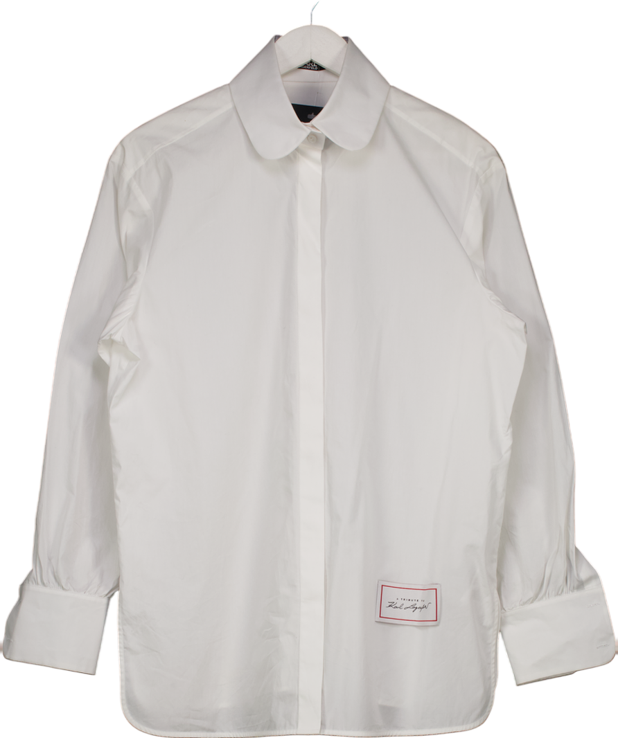 Karl Lagerfeld White Cotton Long Sleeve Shirt It40 UK 8