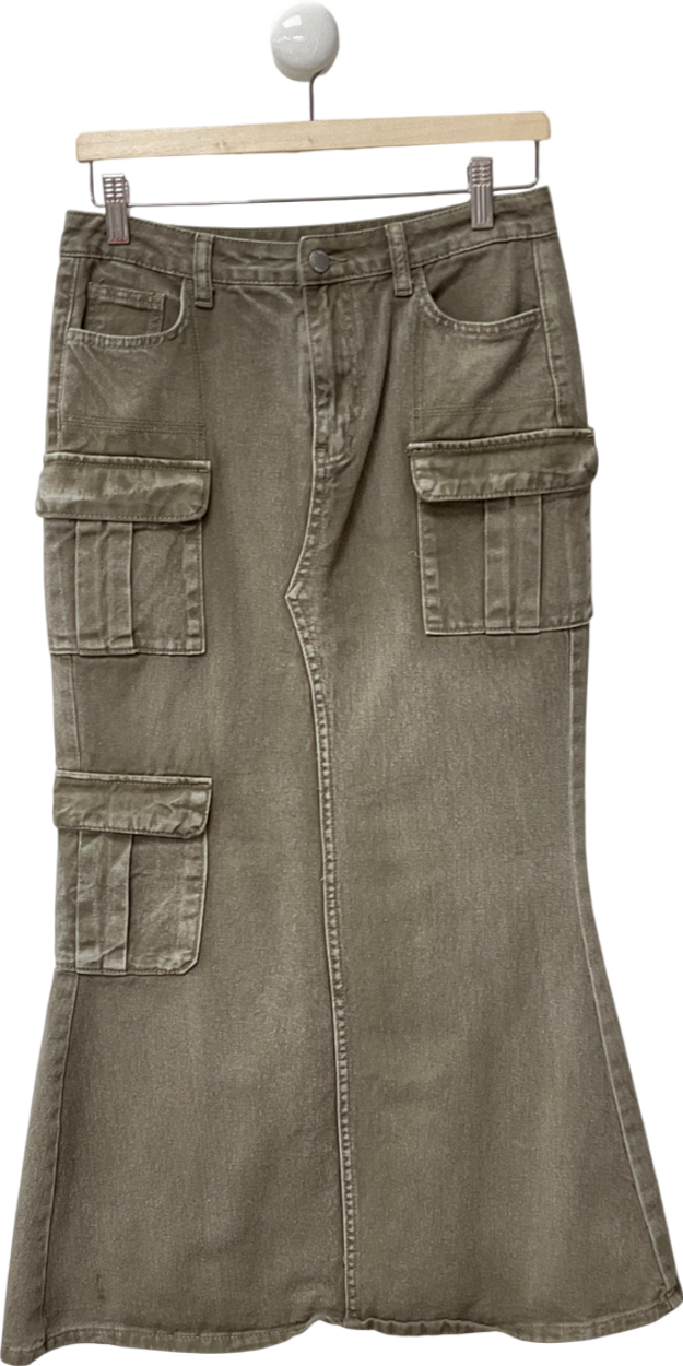 SHEIN Green Cargo Midi Skirt UK S