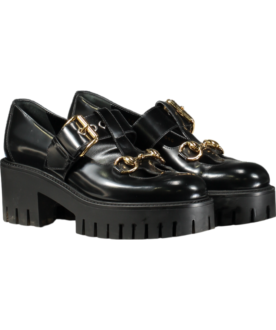 GUCCI Black Horsebit Leather Mary Jane Shoes UK 2 EU 35 👠