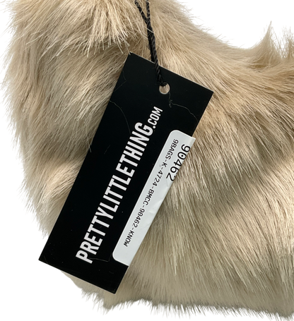 PrettyLittleThing Beige Label Cream Faux Fur Handbag