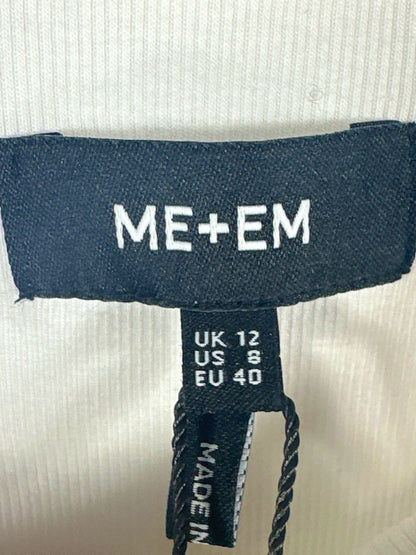 ME+EM Fresh White Mixed Media Square Neck Dress UK 12