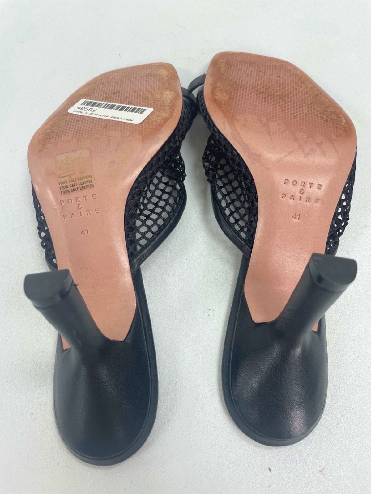 Porte & Paire Black Mesh High Heel Sandals EU 41 UK 8