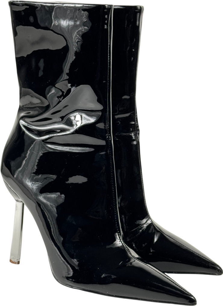 LAMARA LONDON Berkeley Sq Sculptural Heel Boots - Black Patent UK 6 EU 39 👠