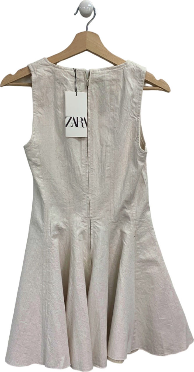 Zara Beige Sleeveless Peplum Dress XS