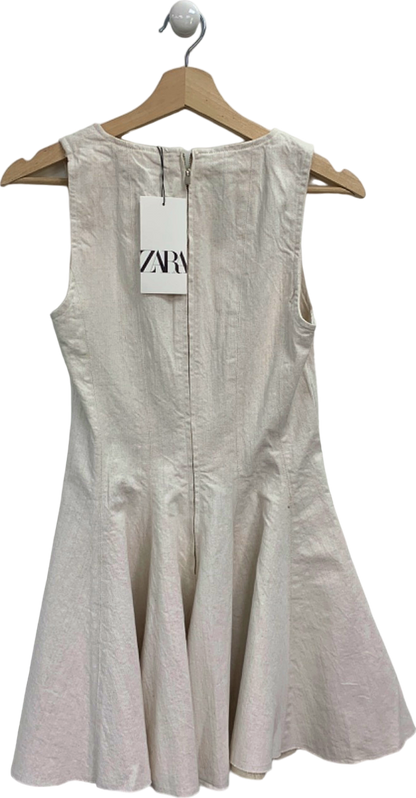 Zara Beige Sleeveless Peplum Dress XS