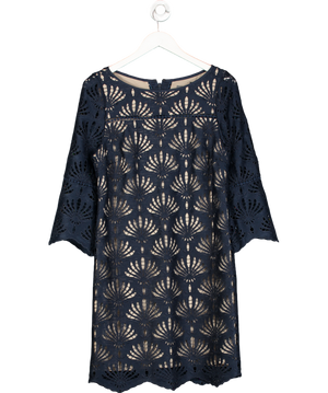 Mint Velvet Blue Puff Sleeved Lace Dress UK 12