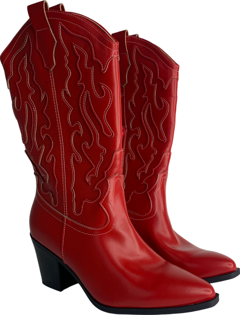 New Look Red Cowboy Boots UK 6 EU 39 👠