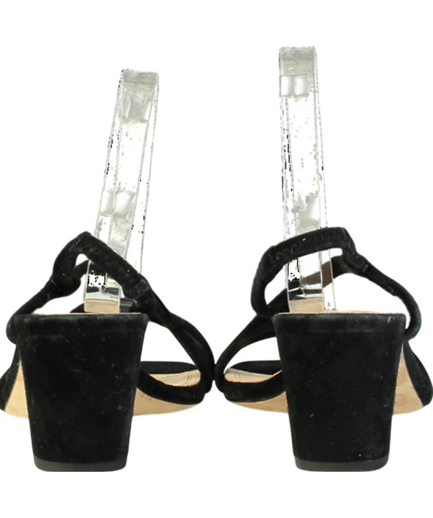 Sandro Black Mae Leather Block Heel Sandals UK 7 EU 40 👠