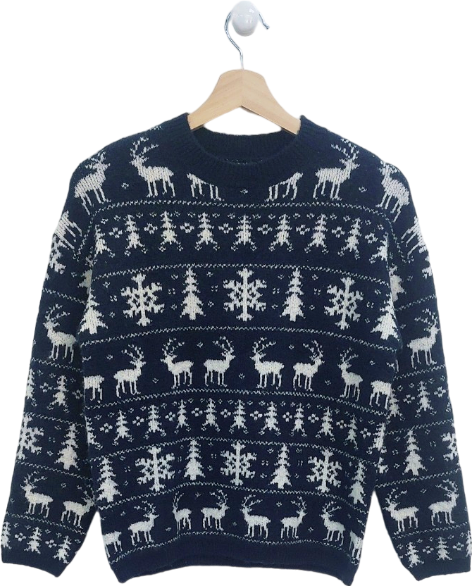 Mango Blue Reindeer Christmas Jumper Age 11-12