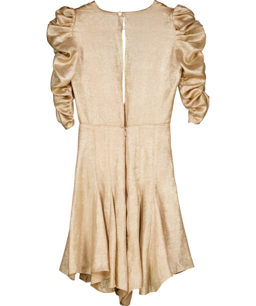 Cinderella's Closet Metallic Puff Sleeve V-neck Ruched Sleeve Dress 10 Years