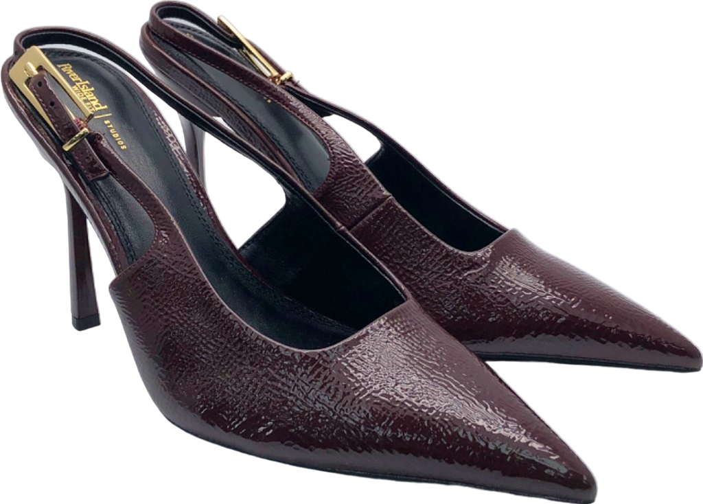 River Island Dark Red Slingback Stiletto Heels UK 8 Wide Fit